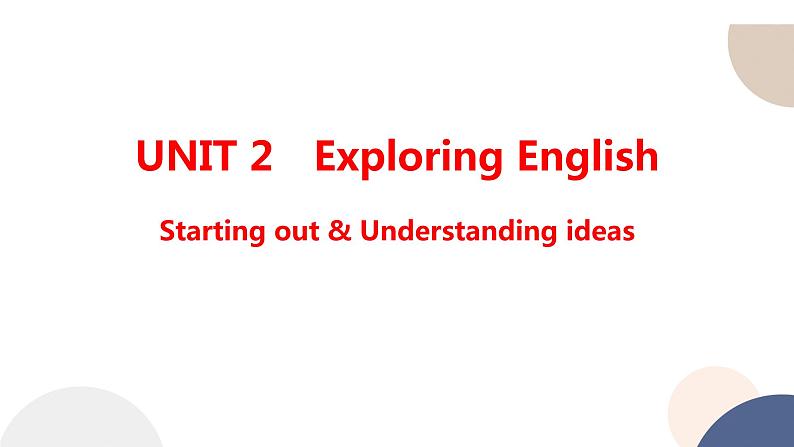 外研版高中英语 必修第一册 UNIT 2 Starting out & Understanding ideas（课件PPT）01