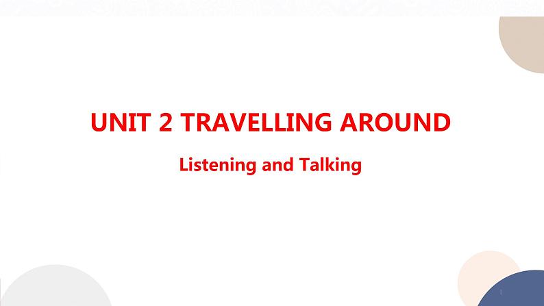 人教版高中英语必修第一册 UNIT 2 Listening and Talking  课件PPT01