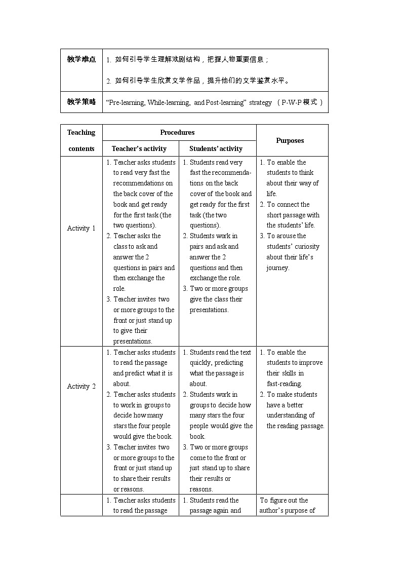 外研版（2019）高中英语选择性必修第四册  Unit 2    Lessons in life-Understanding ideas板块教学设计02