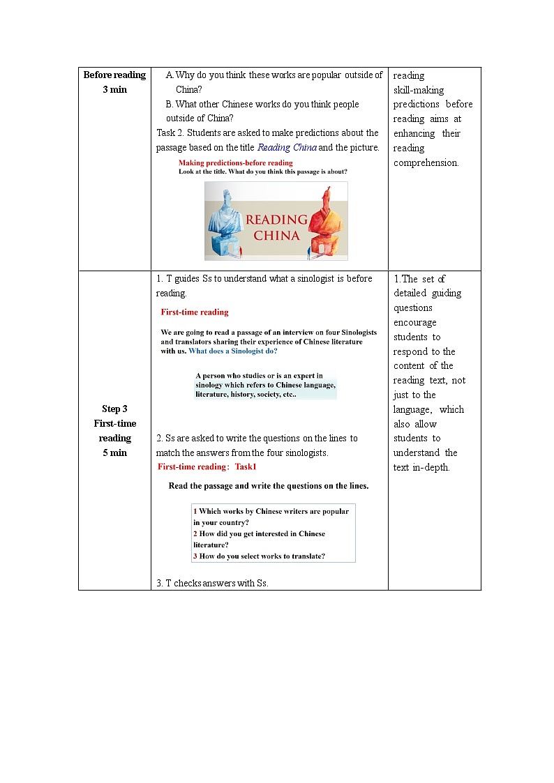 外研版（2019）高中英语选择性必修第四册Unit 3   The world meets China-Developing ideas Reading China教学设计03