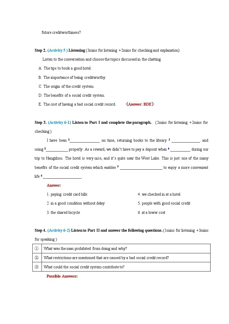 外研版（2019）高中英语选择性必修第四册Unit 4   Everyday economics-Period 3  Listening and speaking 教学设计02