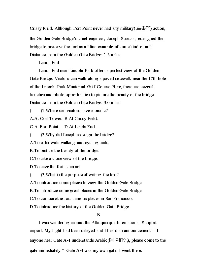 Unit4BodyLanguage单元过关演练--人教版(2019)选择性必修第一册02