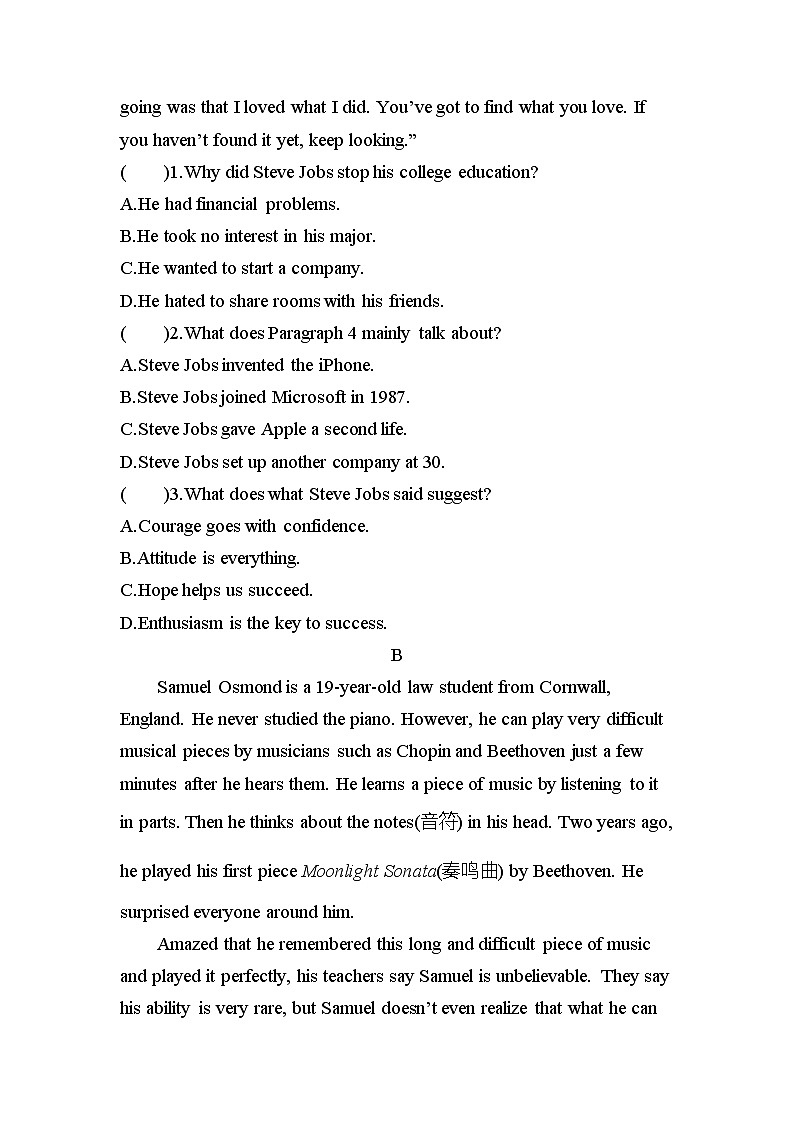 Unit1 People of Achievement Period Four Writing 课时作业人教版（2019）英语选择性必修第一册第2页