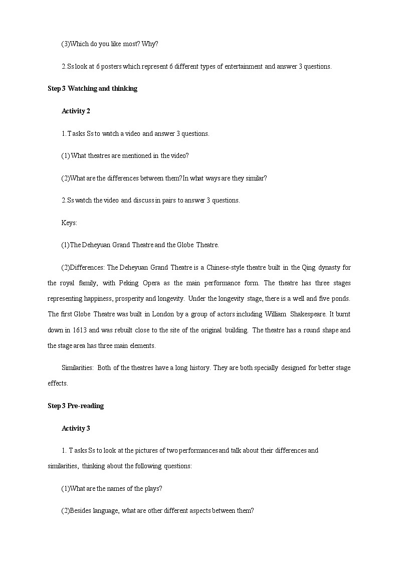 外研版必修二 Unit4 Stage and Understanding ideas 教学设计（1）03