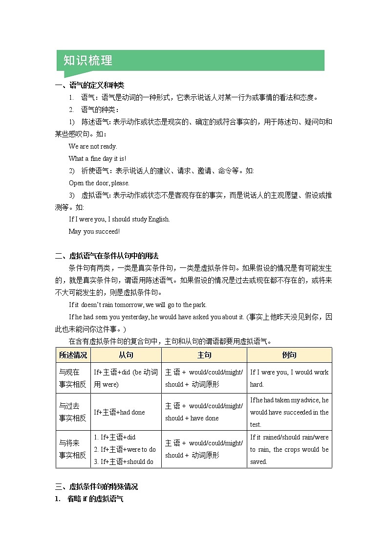 高中英语上教版必修二 虚拟语气（原卷+解析卷）03