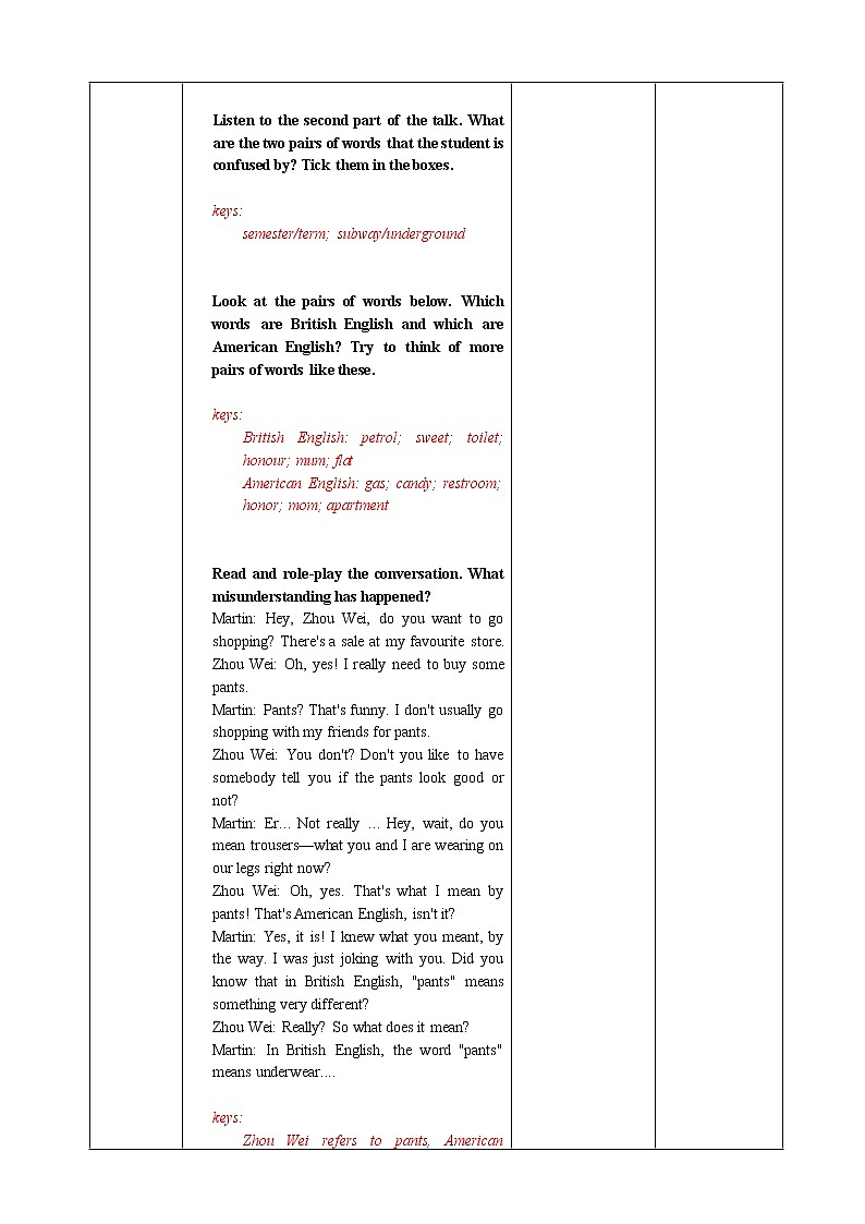 高中英语必修一   Unit 5 Period 5 Listening and Talking&Assessing Your Progress&Project教案第3页