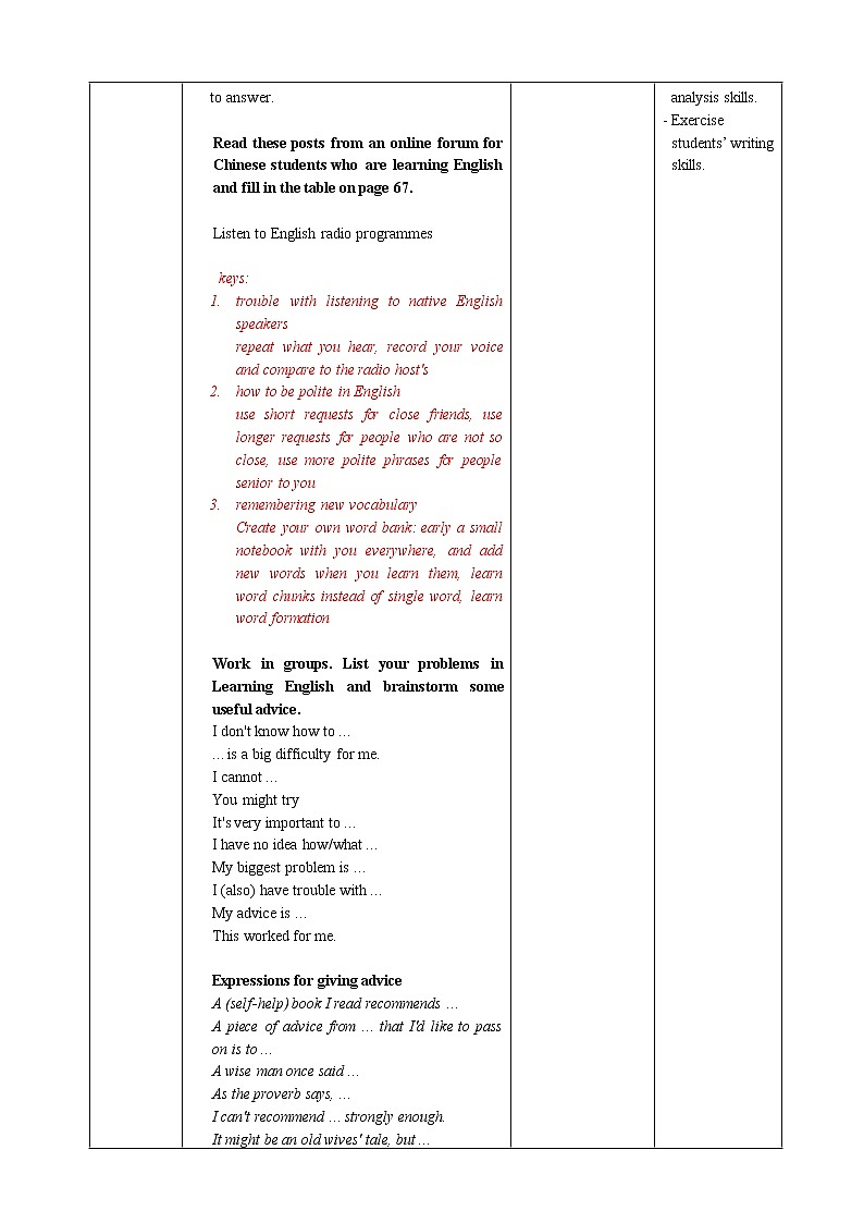 高中英语必修一   Unit 5 Period 4 Reading for Writing教案03
