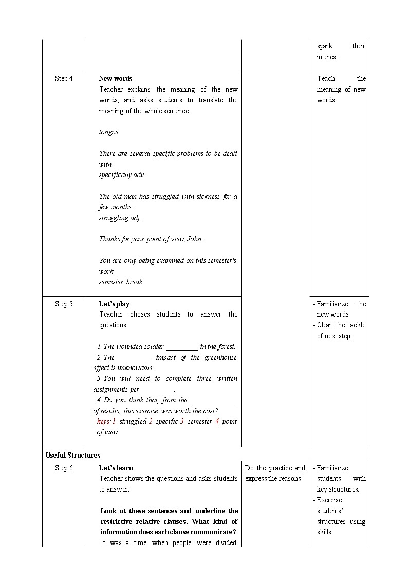 高中英语必修一   Unit 5 Period 3 Discovering Useful Structures教案02