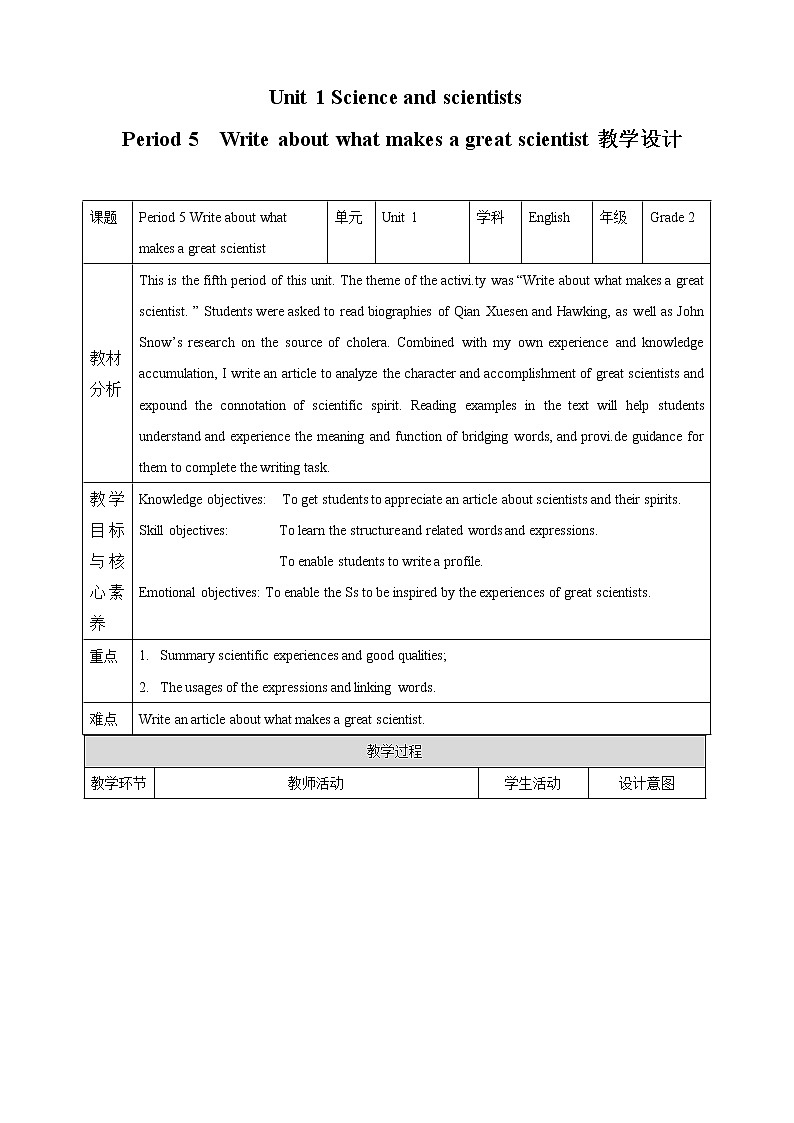 U1 Period 5 Write about what makes a great scientist 教案01