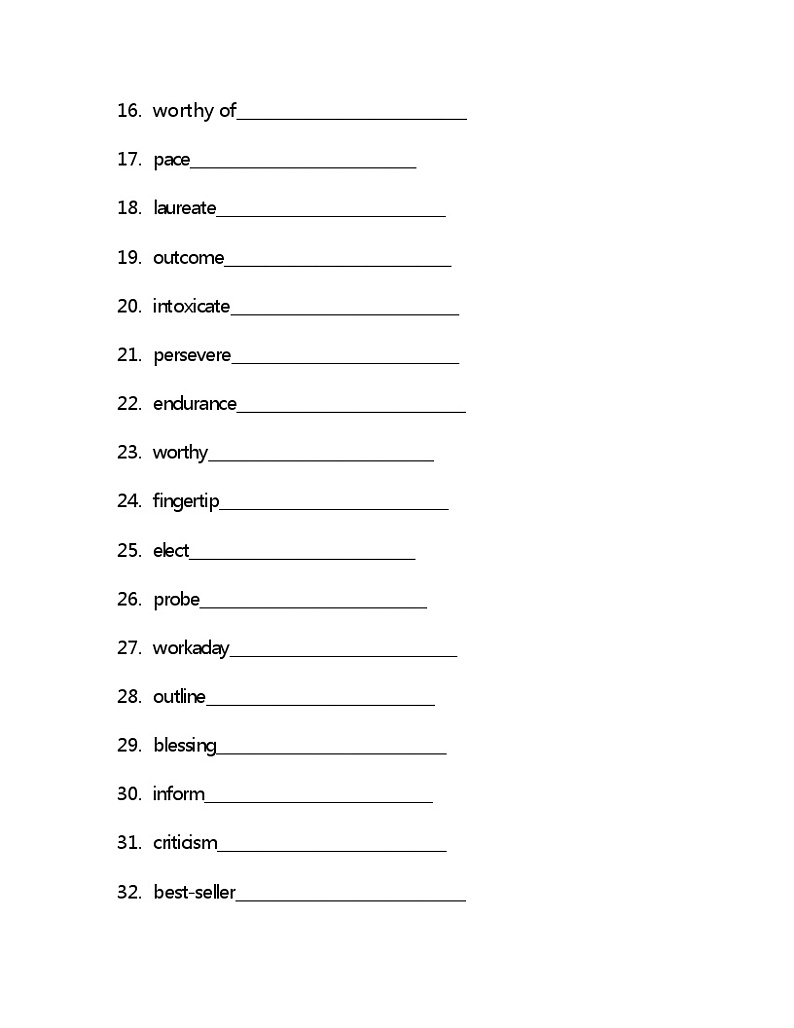 Unit3 单词检测练习 2021-2022学年外研社高中英语选择性必修第一册(含答案)02