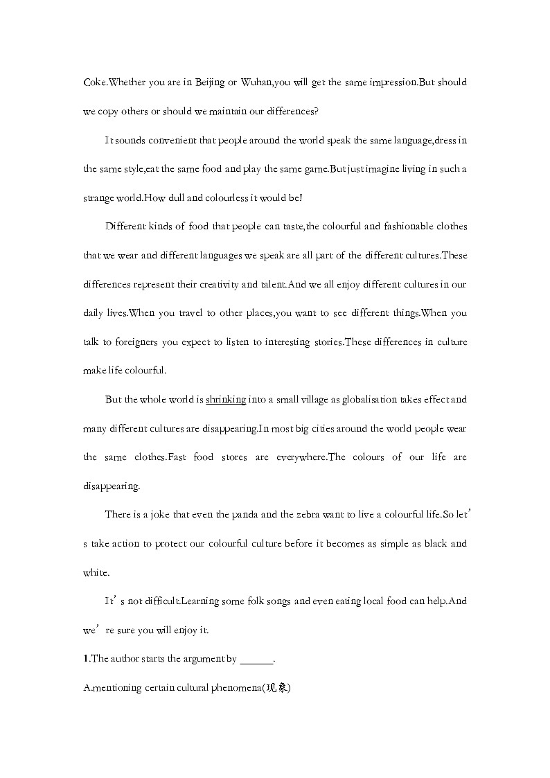 Unit1 Listening and Talking,Reading for Writing同步作业 2022-2023学年高中英语人教版（2019）必修第二册(含答案)第2页