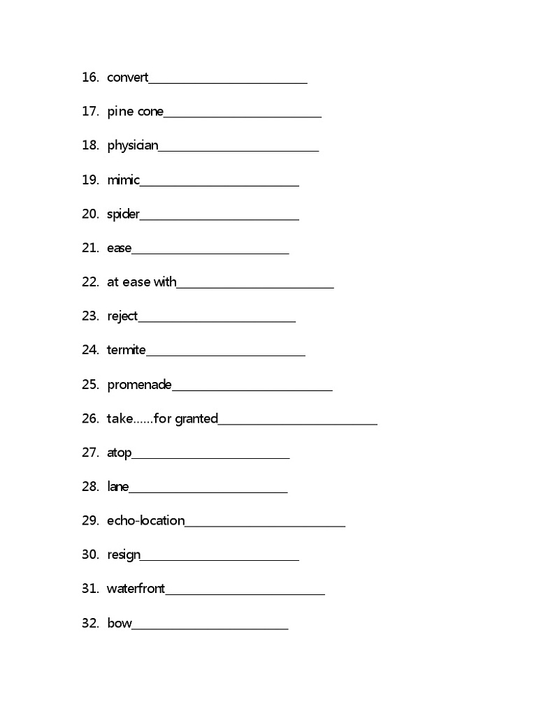 Unit5 单词检测练习-2022-2023学年高中英语外研版（2019）选择性必修第三册(含答案)02