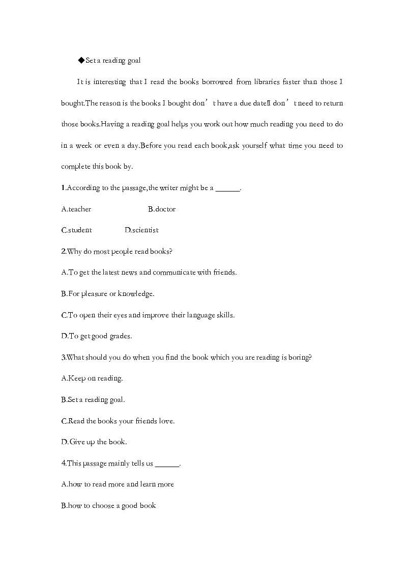 Unit 5 Listening and Talking & Reading for Writing 同步作业-2022-2023学年高中英语人教版（2019）必修第一册(含答案)第3页