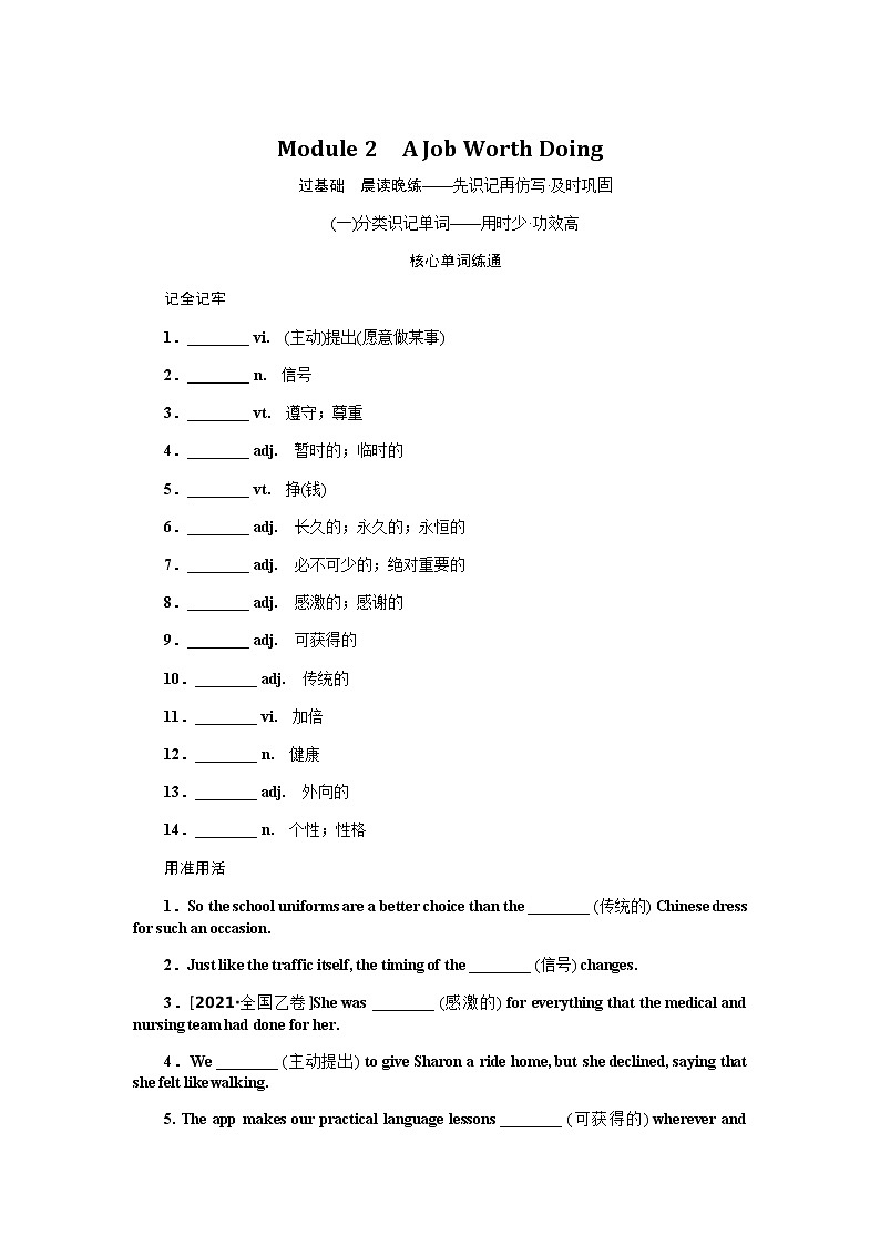 必修5Module 2　A Job Worth Doing第1页