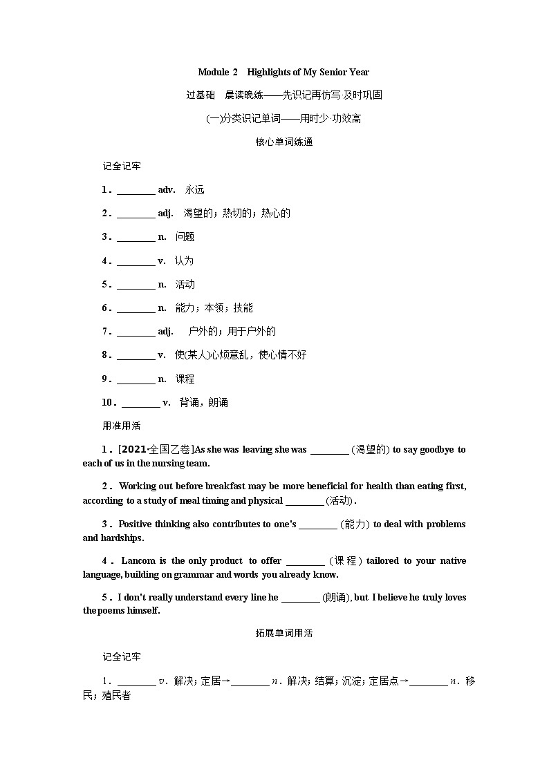 选修7Module 2　Highlights of My Senior Year第1页