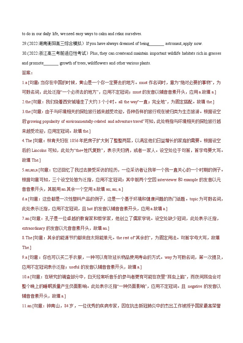 2023英语高考命题总复习----冠词第3页