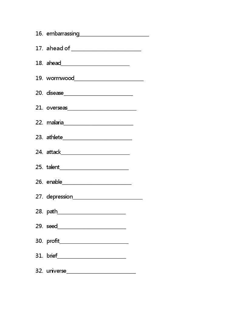 Unit 3 单词检测 -2021-2022学年高中英语冀教版（2019）必修第三册(含答案)02