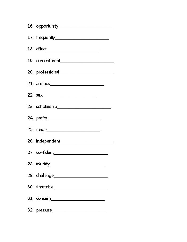 Unit 1 单词检测 -2022-2023学年高中英语冀教版（2019）必修第一册(含答案)02