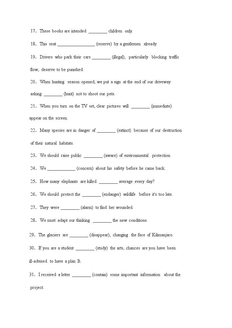 高中英语必修二 Unit 2  Wildlife  Protection语法填空原卷板）02