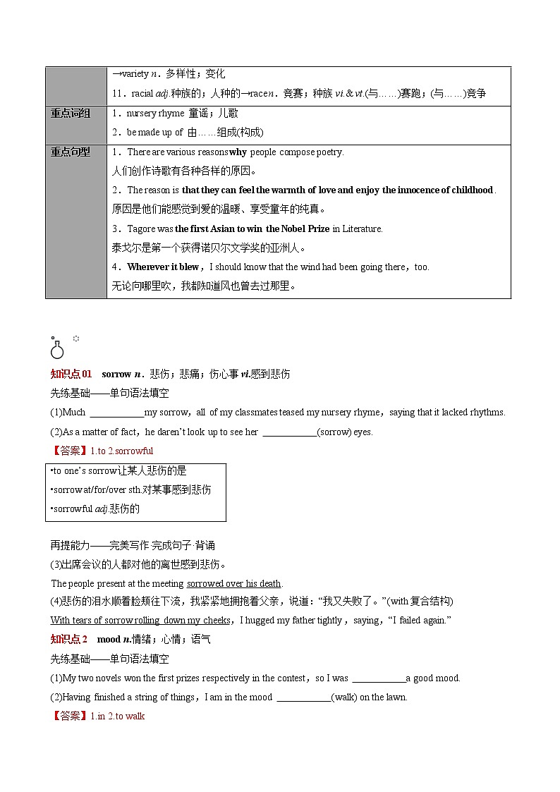 专题31.选择性必修第3册　Unit 5　Poems（教师版）---2023届高三英语总复习 （人教版2019）第3页