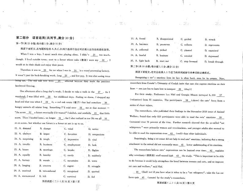 山东省聊城市2022年普通高中学业水平等级考试模拟卷（二）  英语试题  PDF版含答案第3页