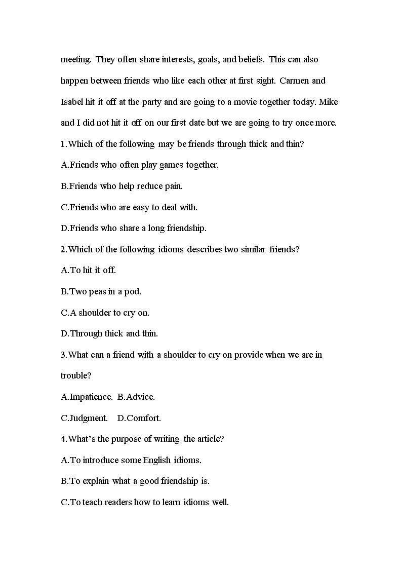 Unit 4 Starting out & Understanding ideas 能力提升练-2022-2022学年高中英语外研版（2019）必修第一册(含答案)03