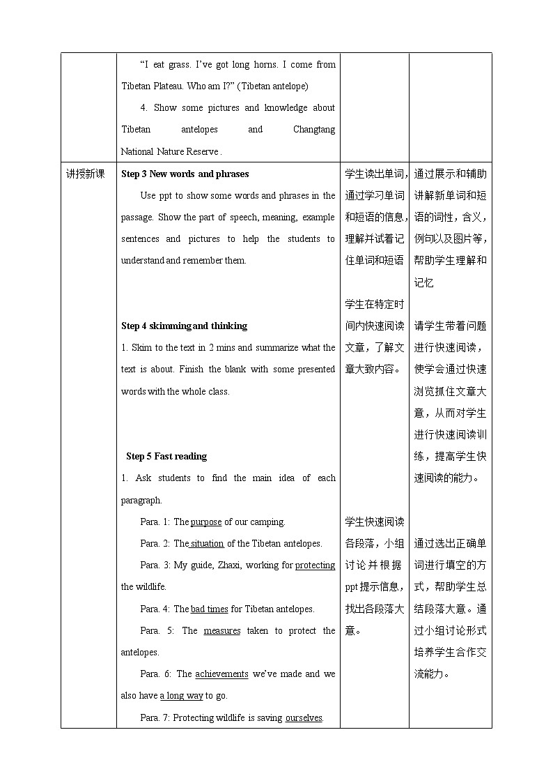 高中英语必修二 Wildlife protection unit Period 2 Reading and Thinking教案02