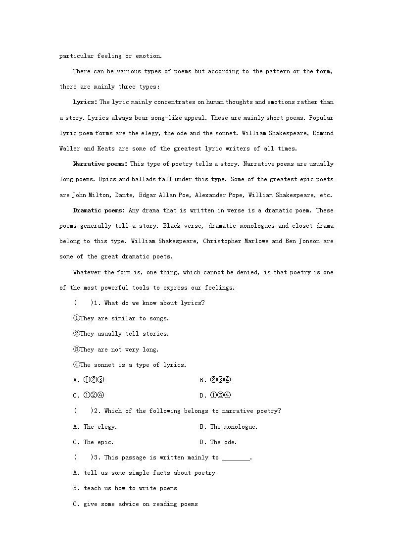 2022秋新教材高中英语Unit8LiteraturePeriod6ViewingWorkshop_CheckYourProgress课时作业北师大版选择性必修第三册03