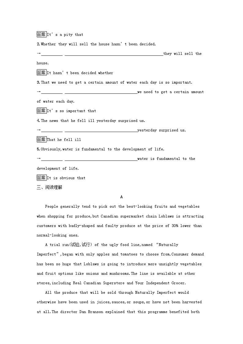 2022秋新教材高中英语Unit5WorkingtheLandSectionⅡLearningAboutLanguage课后习题新人教版选择性必修第一册02