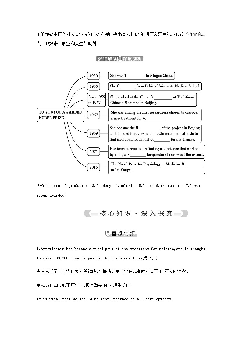 人教版高中英语选择性必修第一册UNIT 1 PEOPLE OF ACHIEVEMENT课时学案02