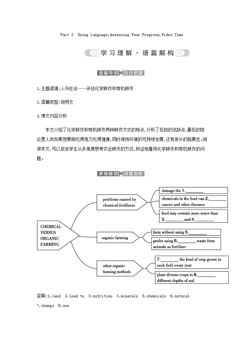 人教版高中英语选择性必修第一册UNIT 5 WORKING THE LAND课时学案01