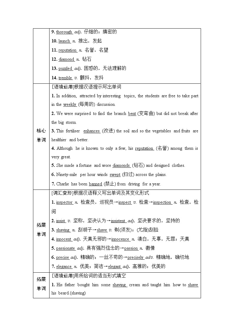 外研版高考英语一轮总复习教材知识解读选择性必修第3册Unit 6 Nature in words课时学案第2页