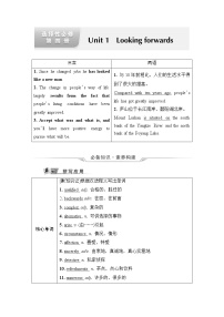 外研版高考英语一轮总复习教材知识解读选择性必修第4册Unit 1 Looking forwards课时学案