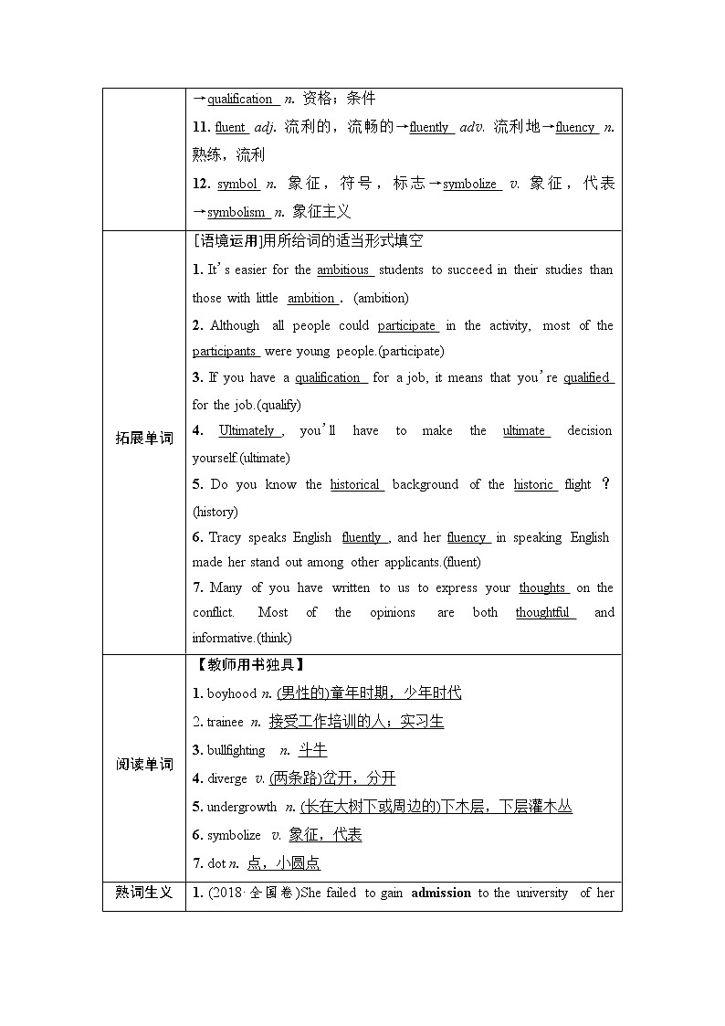 外研版高考英语一轮总复习教材知识解读选择性必修第4册Unit 1 Looking forwards课时学案第3页