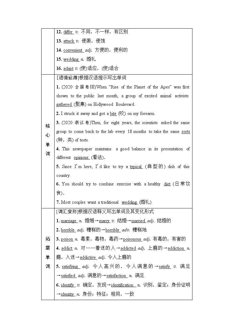 外研版高考英语一轮总复习教材知识解读必修第2册Unit 1 Food for thought课时学案02