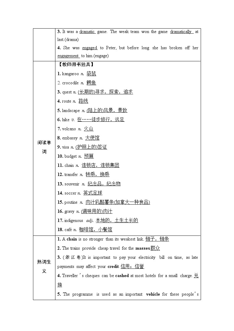 外研版高考英语一轮总复习教材知识解读必修第2册Unit 5 On the road课时学案03