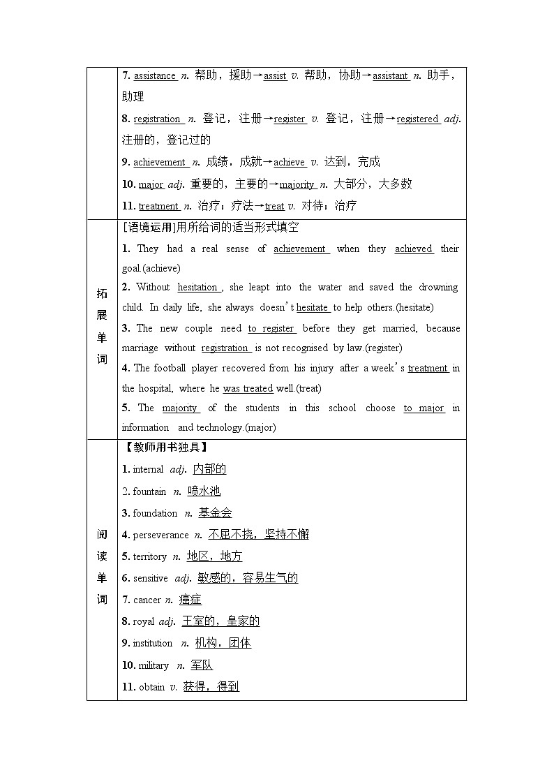 外研版高考英语一轮总复习教材知识解读必修第3册Unit 2 Making a difference课时学案03