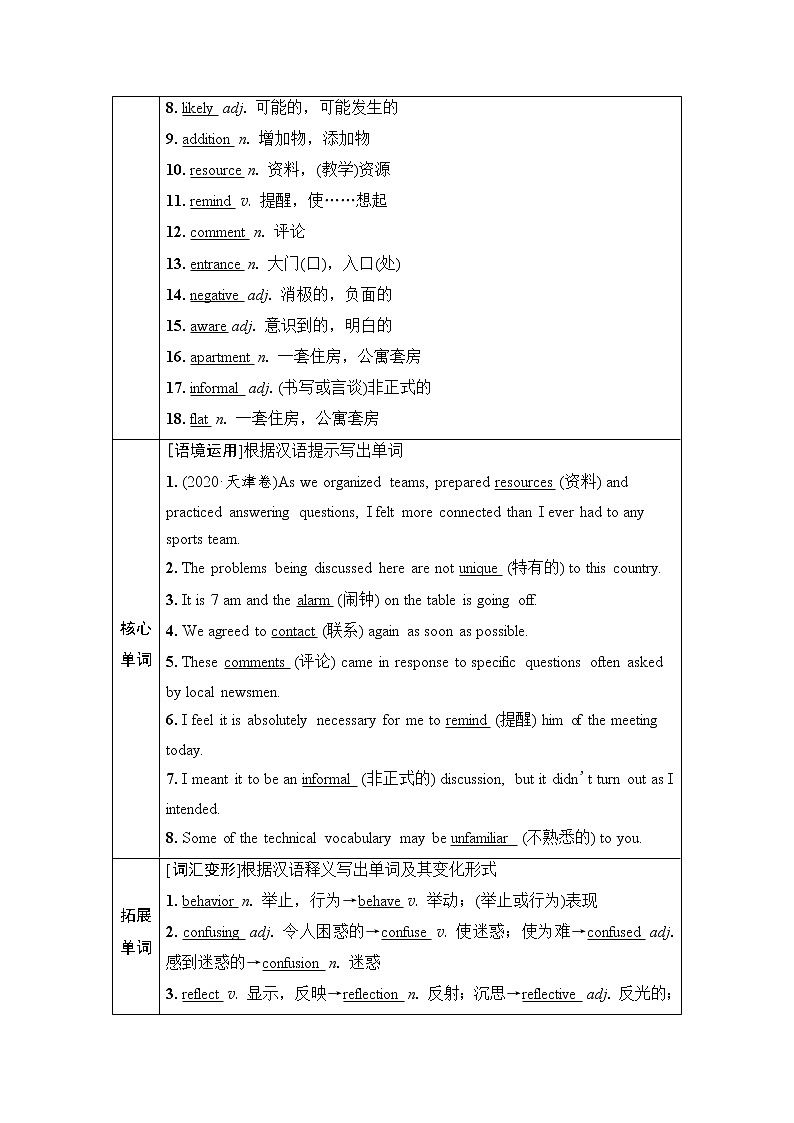 外研版高考英语一轮总复习教材知识解读必修第1册Unit 2 Exploring English课时学案02