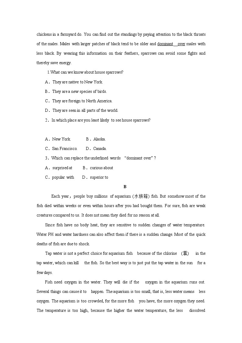 Unit 5 单元复习测试题--2022-2023学年高中英语外研版（2019）必修第一册(含答案)03