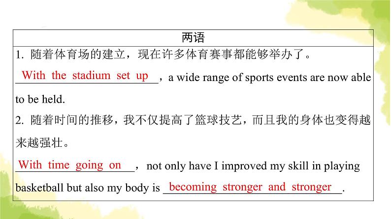 人教版高考英语一轮总复习必修第1册 UNIT 3 SPORTS AND FITNESS课件03