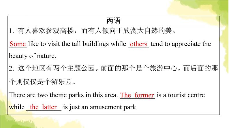 人教版高考英语一轮总复习选择性必修第1册 UNIT 3 FASCINATING PARKS课件03