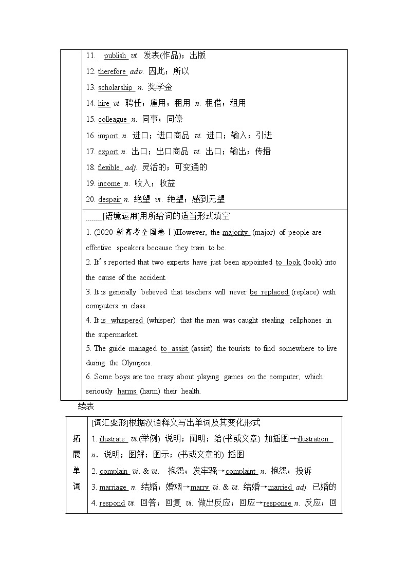 人教版高考英语一轮总复习必修第3册 UNIT 2 MORALS AND VIRTUES课时学案第2页