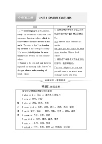 人教版高考英语一轮总复习必修第3册 UNIT 3 DIVERSE CULTURES课时学案