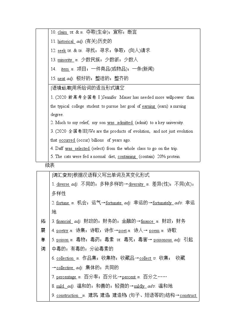 人教版高考英语一轮总复习必修第3册 UNIT 3 DIVERSE CULTURES课时学案第2页