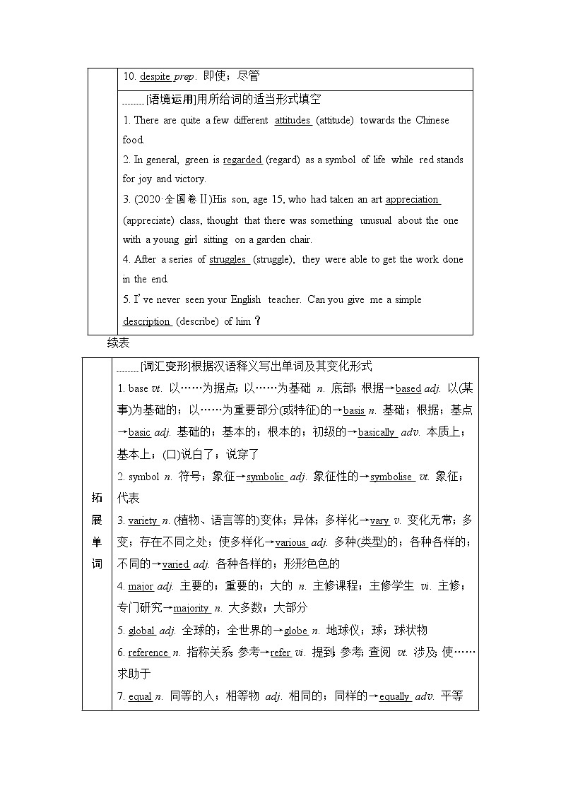 人教版高考英语一轮总复习必修第1册 UNIT 5 LANGUAGES AROUND THE WORLD课时学案02