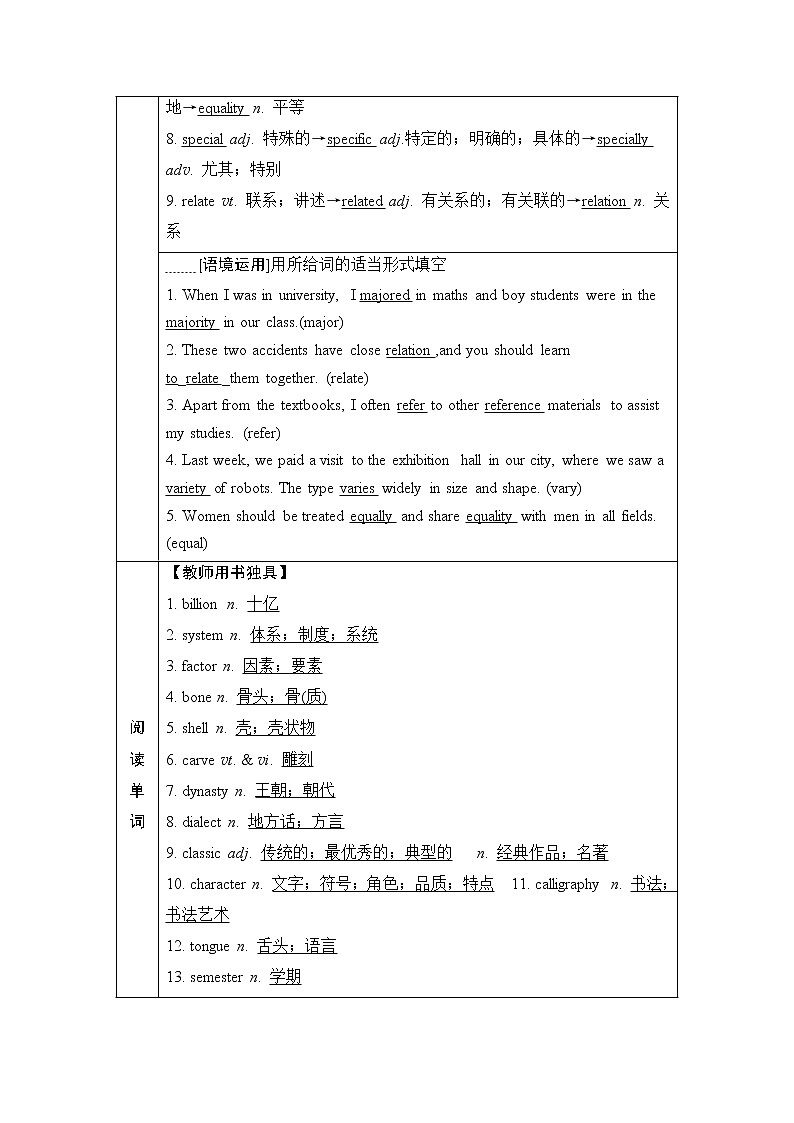 人教版高考英语一轮总复习必修第1册 UNIT 5 LANGUAGES AROUND THE WORLD课时学案03