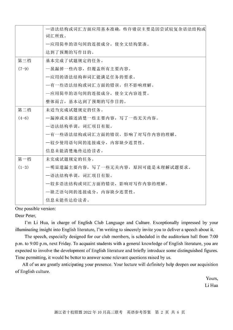 2023届浙江省十校联盟高三上学期10月联考试题 英语 PDF版（含听力） (1)02