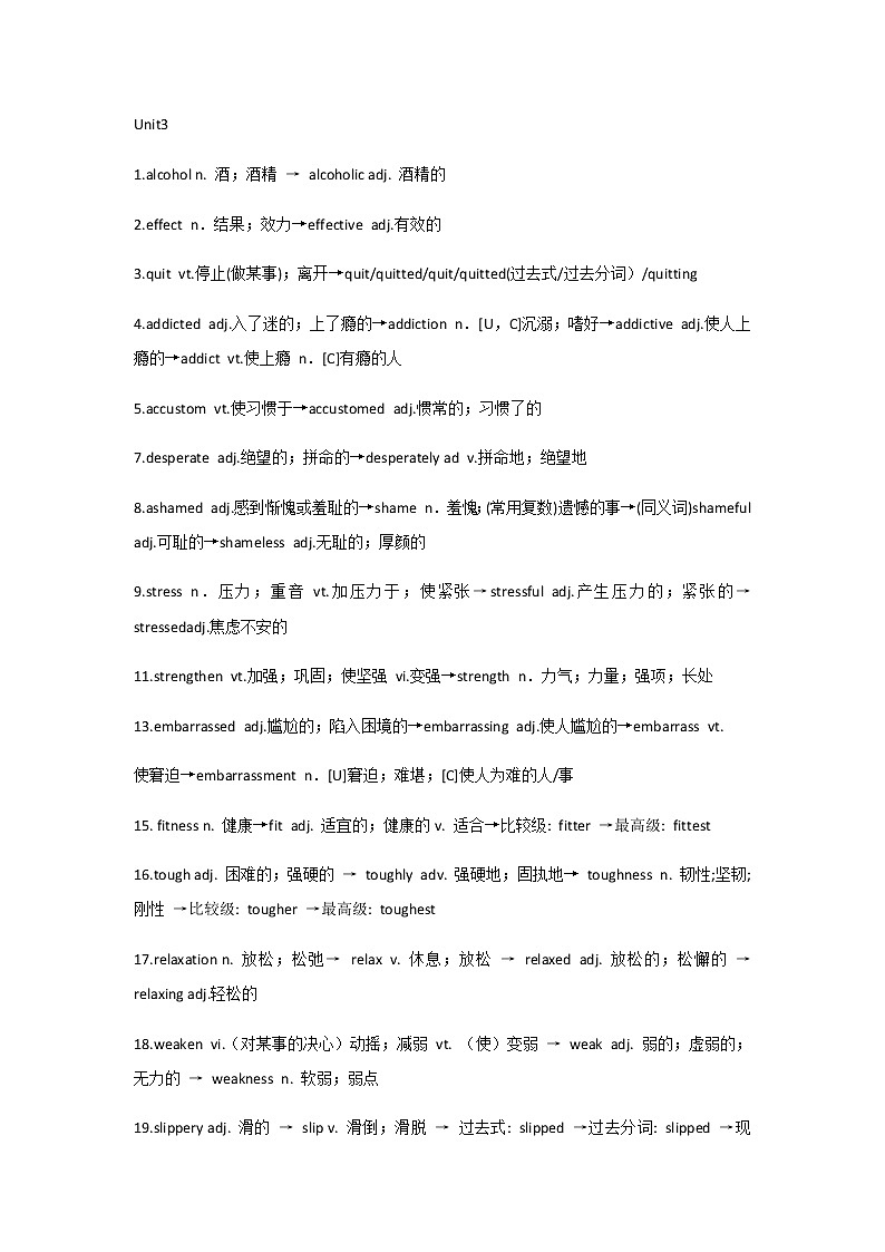 人教版高中英语选修六 重点单词词形转换第3页