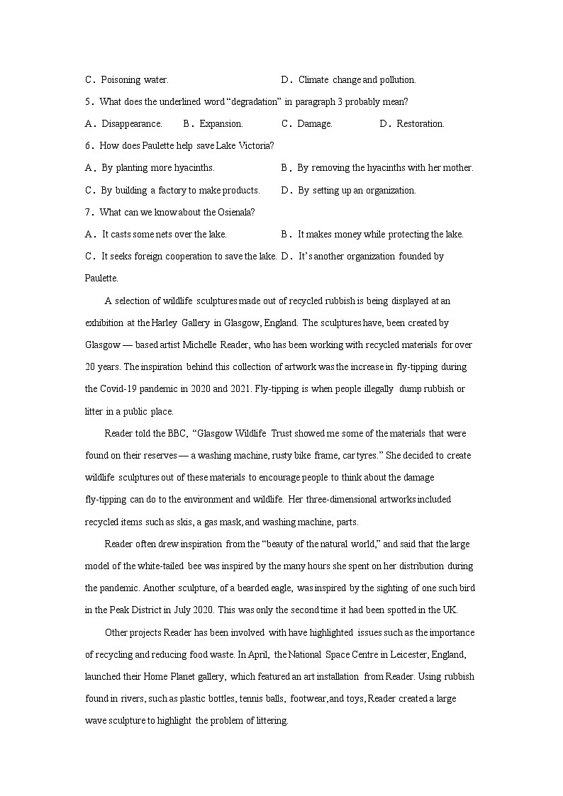 高考英语阅读理解分类训练：环境保护类第3页