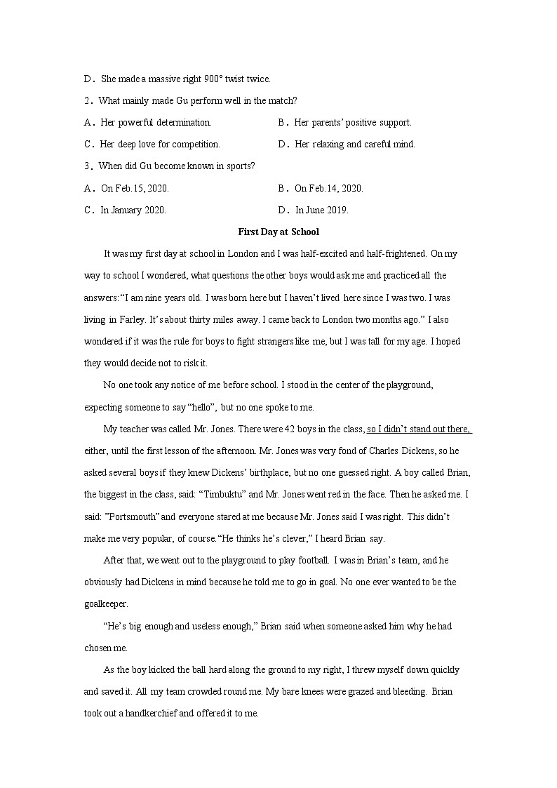 高一英语阅读理解专项训练第2页